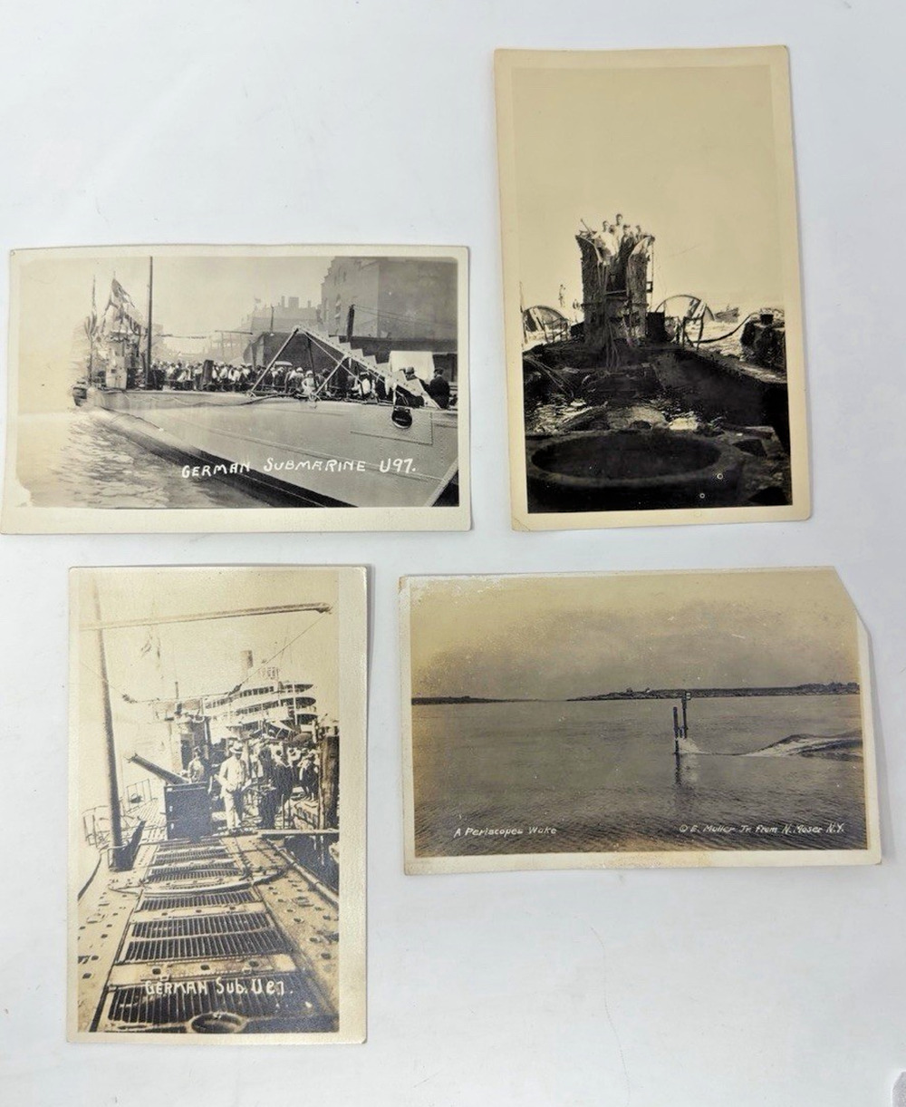 Lot of 4 Vintage RPPC German Submarine U-97 Naval Postcards